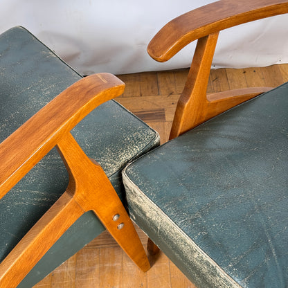 pair of Yugoslavian mid-century leather armchair 1960s