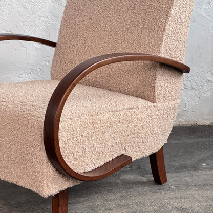 Pair of Halabala H-410 Armchairs, Fully Restored, 1930s