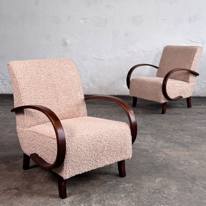 Pair of Halabala H-410 Armchairs, Fully Restored, 1930s
