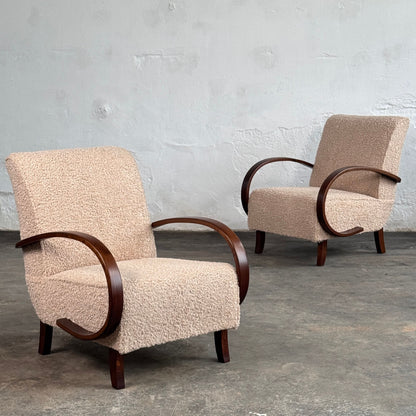 Pair of Halabala H-410 Armchairs, Fully Restored, 1930s