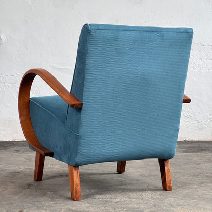 Pair of Halabala H-410 Lounge Chairs, Fully Restored, 1930s