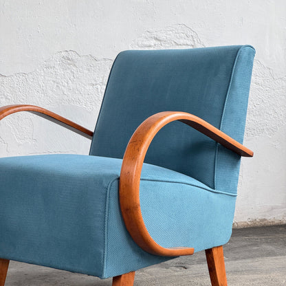 Pair of Halabala H-410 Lounge Chairs, Fully Restored, 1930s