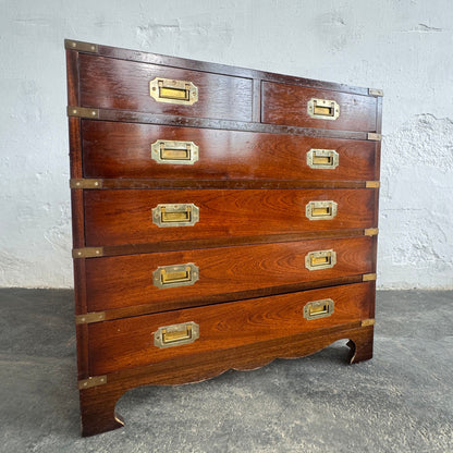 British Mahogany Military Chest, Early 1900s