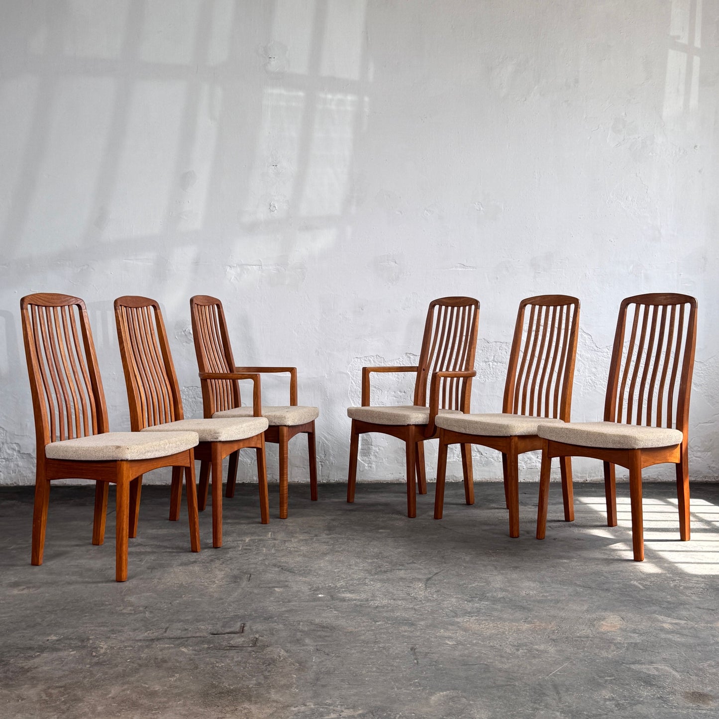 Set of 6 Danish Dining Chairs with 2 Carvers