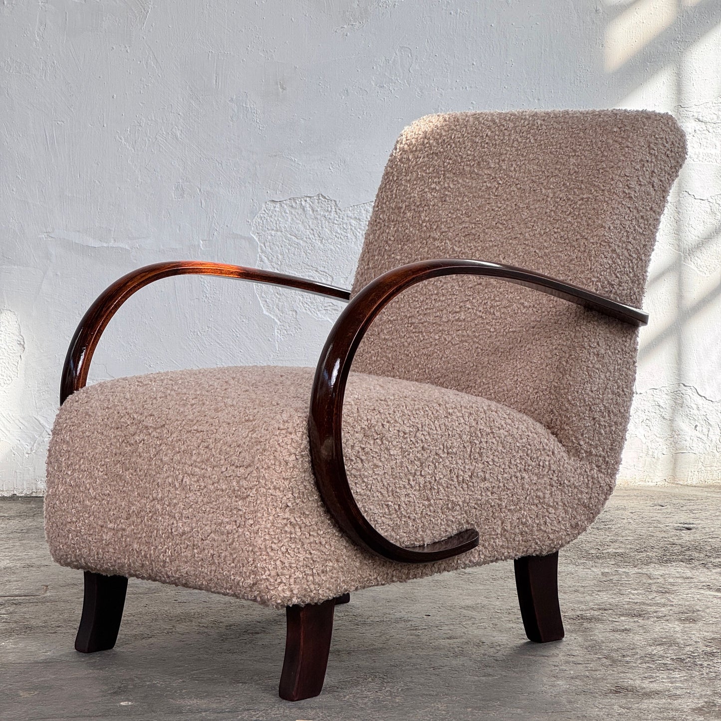 Pair of Halabala Type H-410 Armchairs, Fully Refurbished