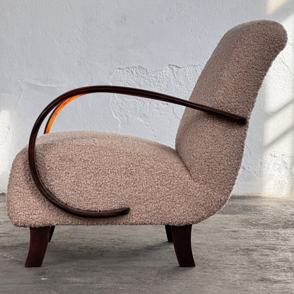 Pair of Halabala Type H-410 Armchairs, Fully Refurbished