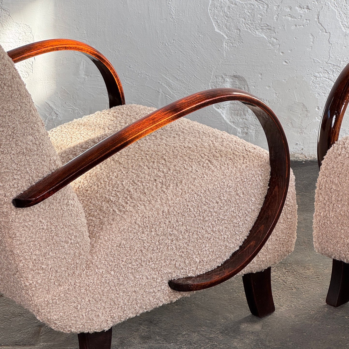 Pair of Halabala Type H-410 Armchairs, Fully Refurbished