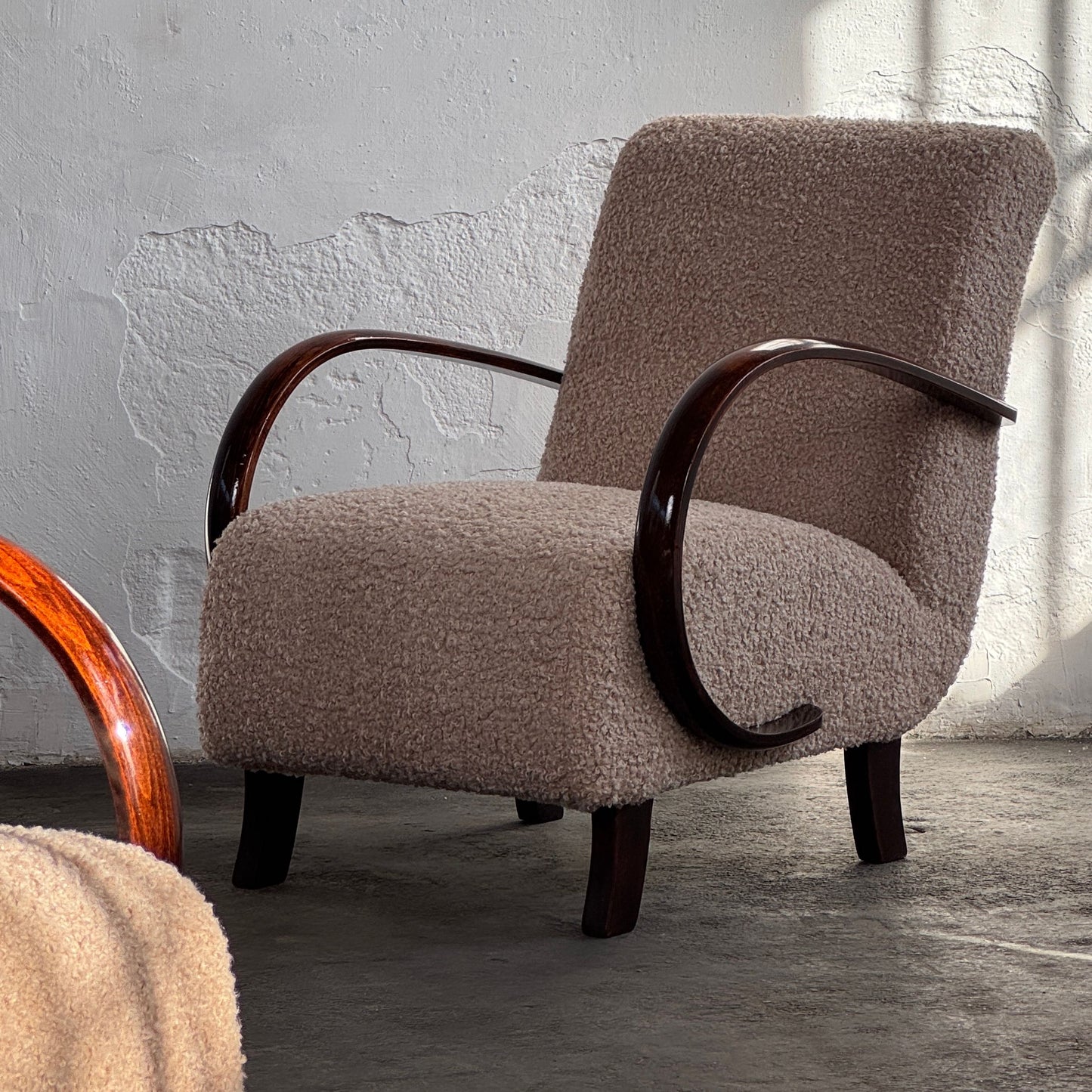 Pair of Halabala Type H-410 Armchairs, Fully Refurbished