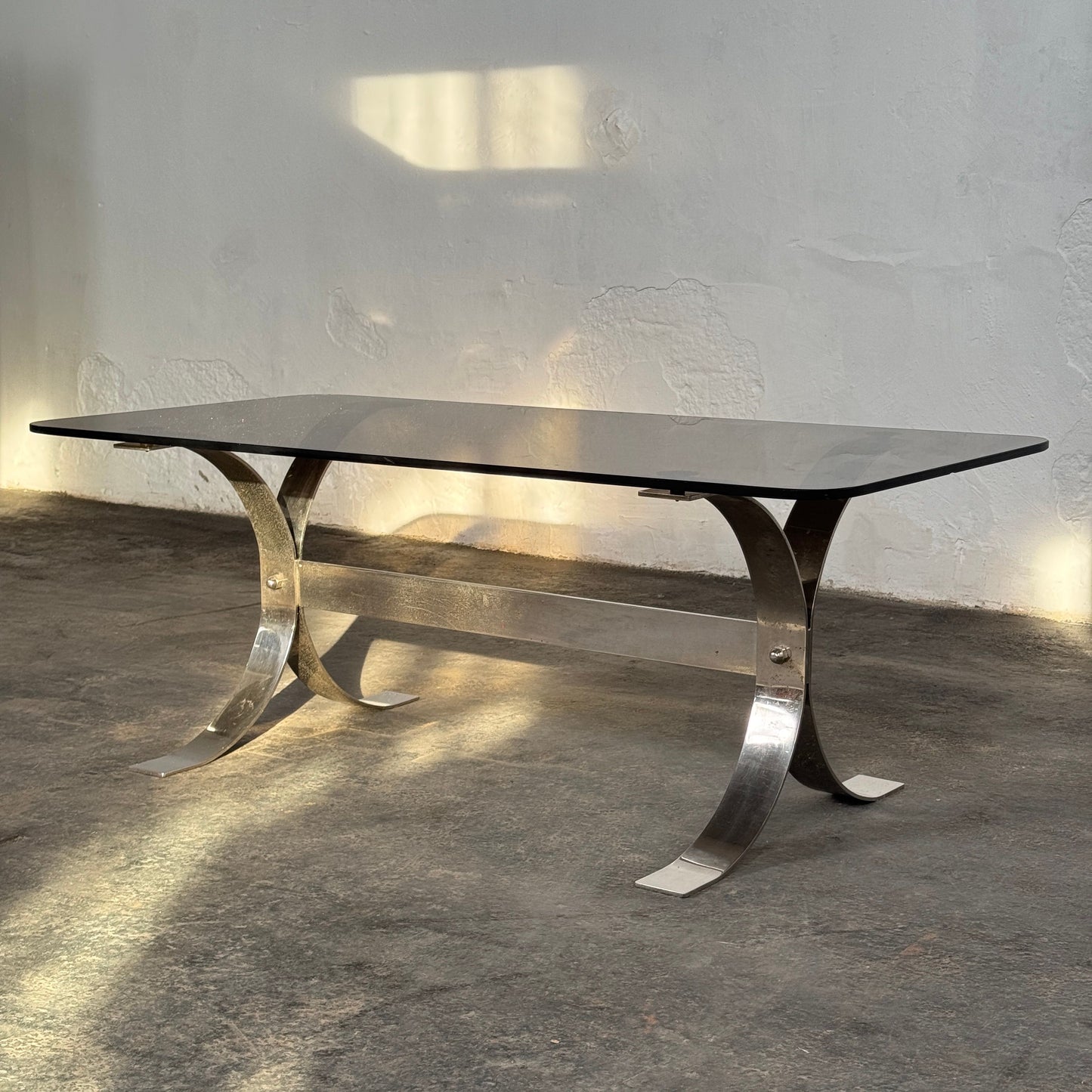 Retro Steel and Glass Coffee Table, 1960s