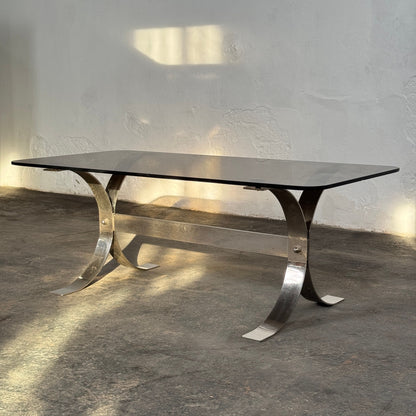 Retro Steel and Glass Coffee Table, 1960s