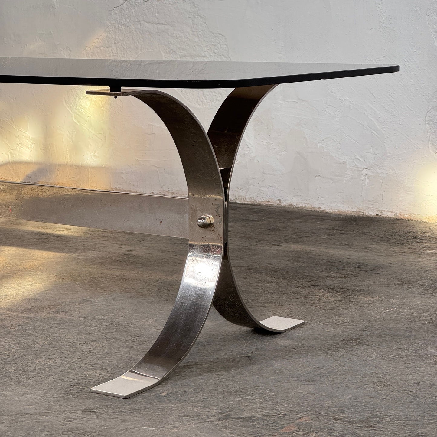Retro Steel and Glass Coffee Table, 1960s