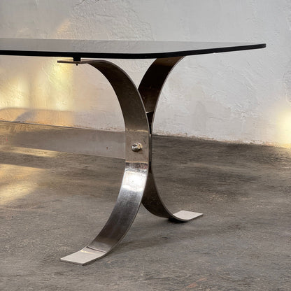 Retro Steel and Glass Coffee Table, 1960s