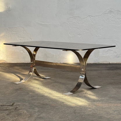 Retro Steel and Glass Coffee Table, 1960s