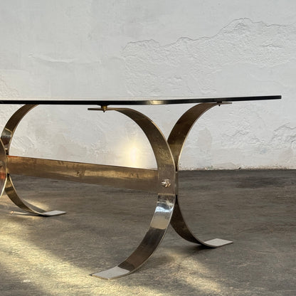 Retro Steel and Glass Coffee Table, 1960s