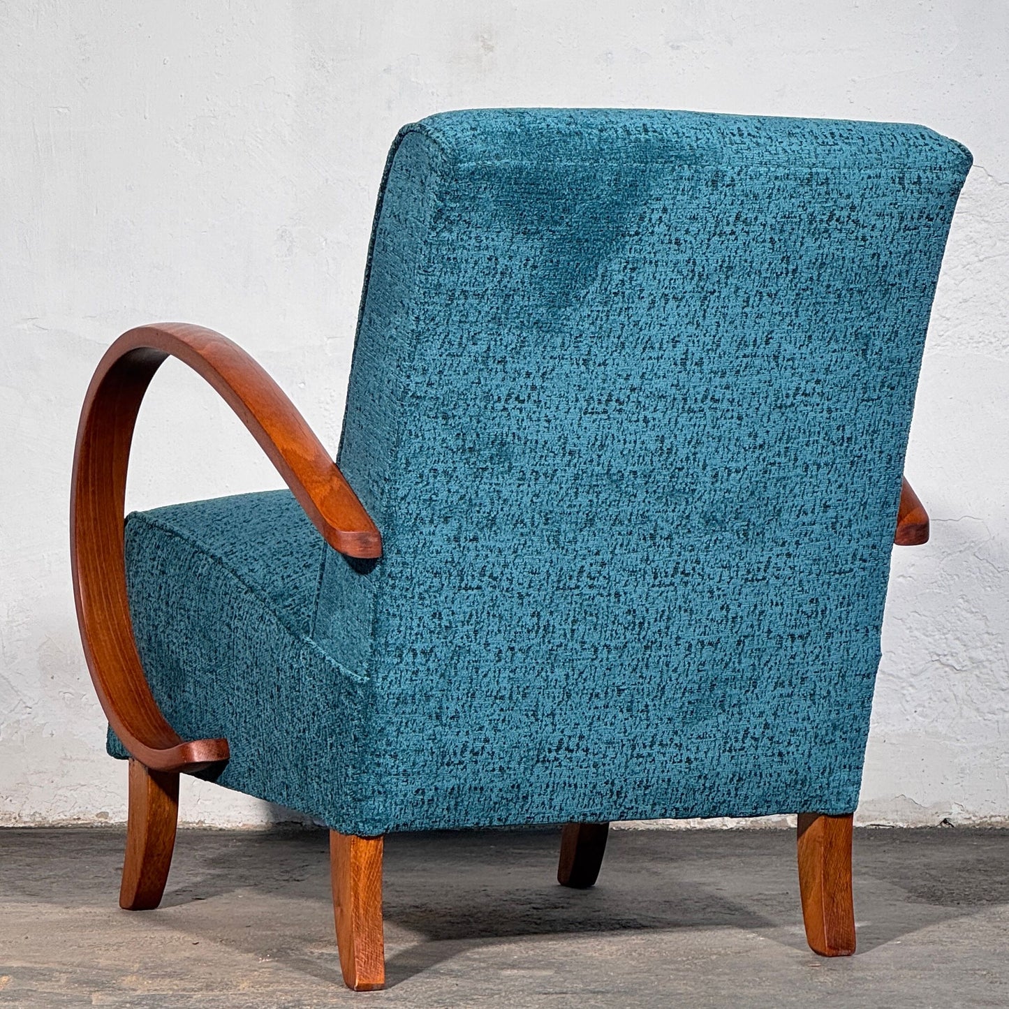 Pair of Halabala H-410 Armchairs, Fully Refurbished, 1930s