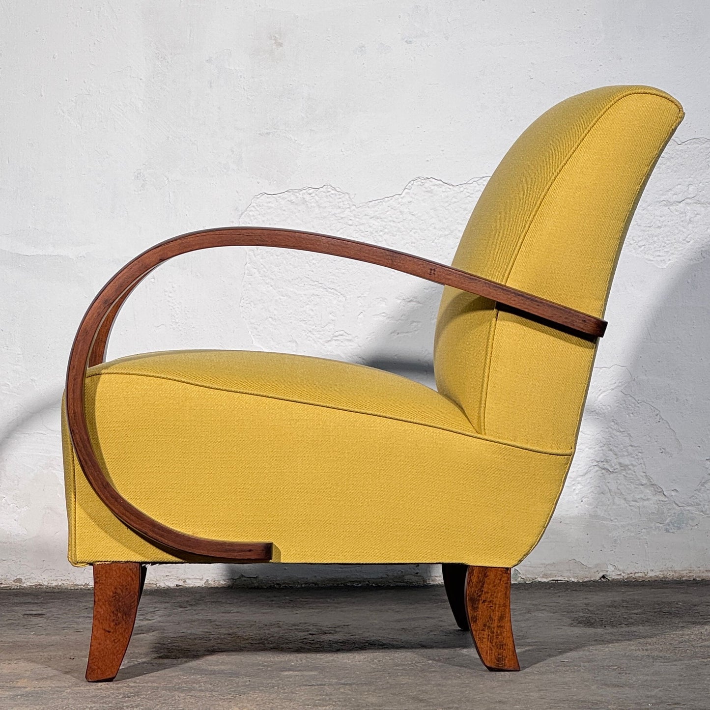 Pair of Halabala H-410 Armchairs, Fully Refurbished, 1930s