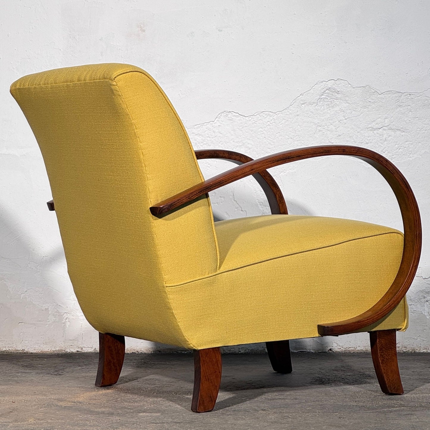 Pair of Halabala H-410 Armchairs, Fully Refurbished, 1930s