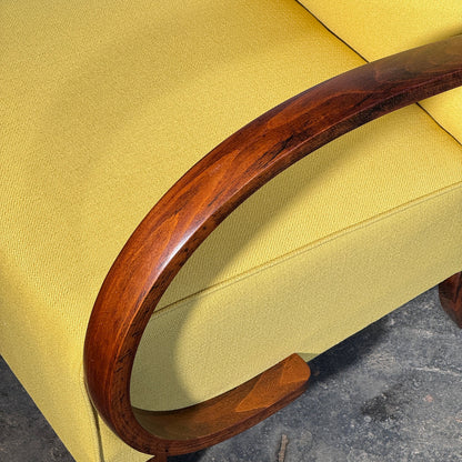 Pair of Halabala H-410 Armchairs, Fully Refurbished, 1930s