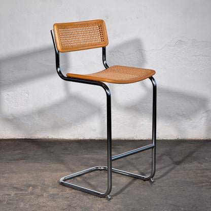 Pair of Rattan Barstools in the Style of Marcel Breuer S32, 1990s