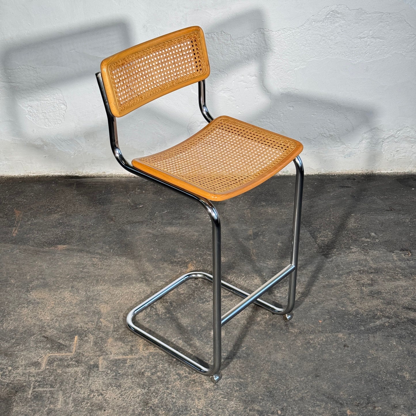 Pair of Rattan Barstools in the Style of Marcel Breuer S32, 1990s
