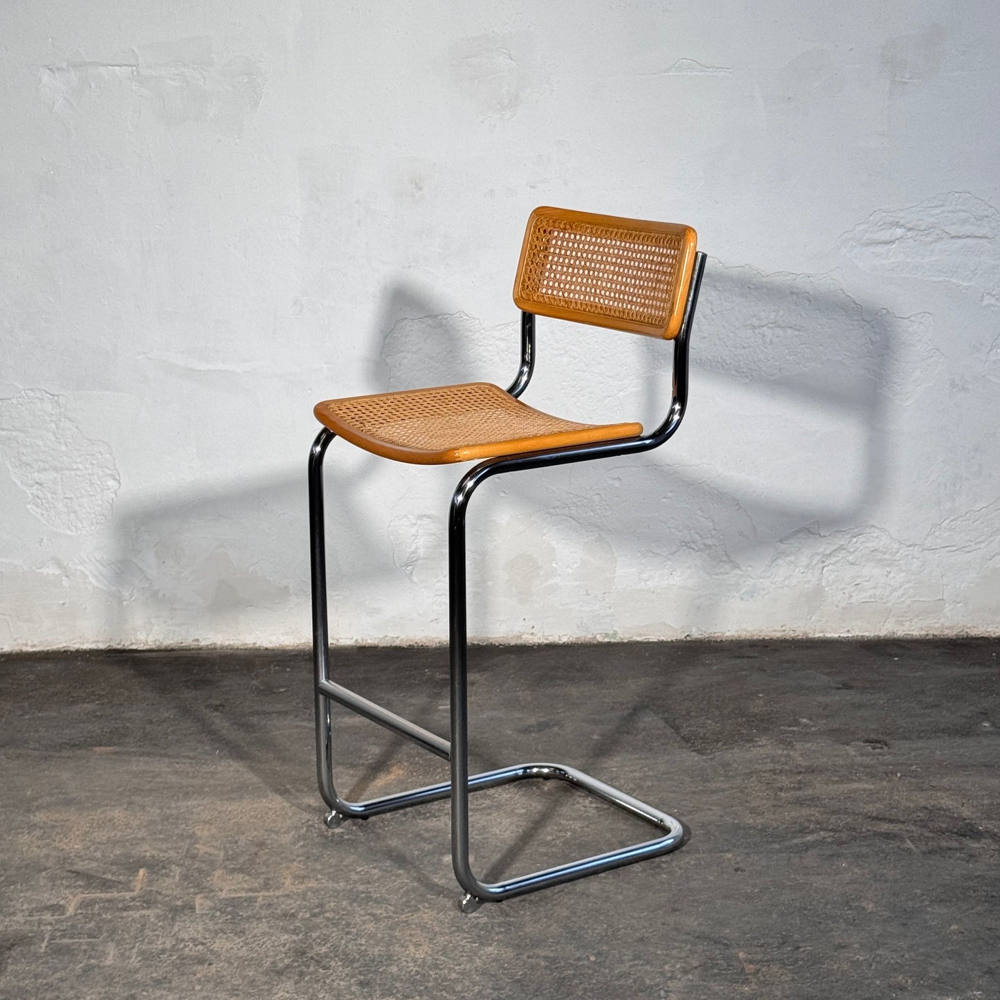 Pair of Rattan Barstools in the Style of Marcel Breuer S32, 1990s