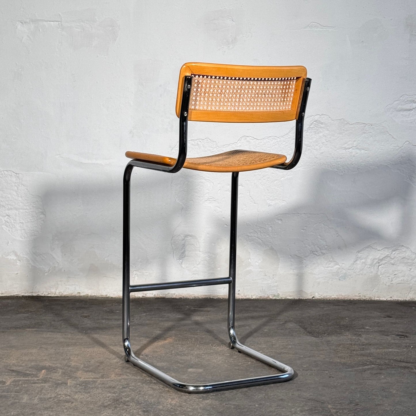 Pair of Rattan Barstools in the Style of Marcel Breuer S32, 1990s