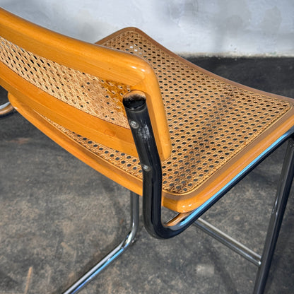Pair of Rattan Barstools in the Style of Marcel Breuer S32, 1990s