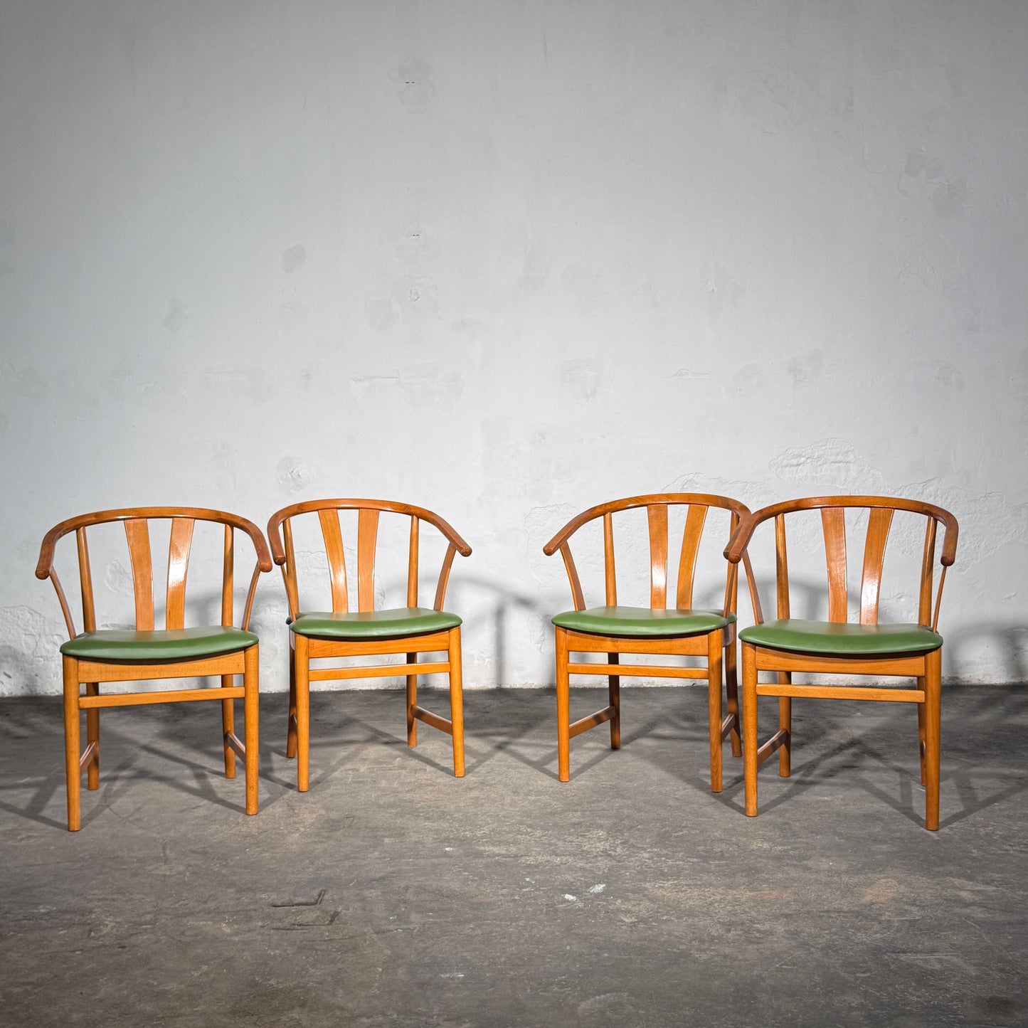 Set of 4 Carl-Ewert Ekström Chairs, Reupholstered in Leather, 1970s