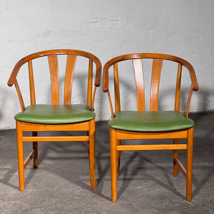 Set of 4 Carl-Ewert Ekström Chairs, Reupholstered in Leather, 1970s
