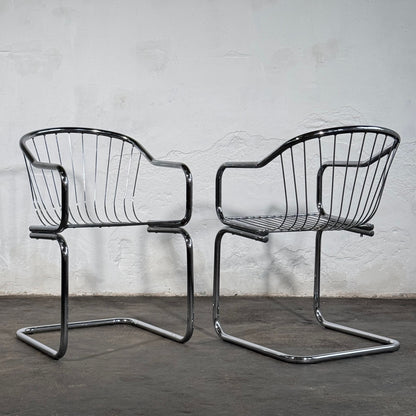 Set of 4 Cantilever Dining Chairs in the Style of Gastone Rinaldi
