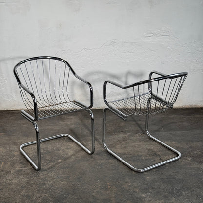 Set of 4 Cantilever Dining Chairs in the Style of Gastone Rinaldi