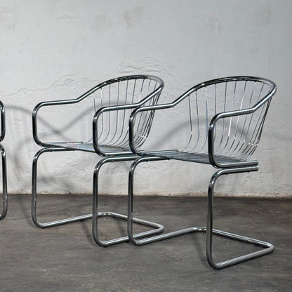 Set of 4 Cantilever Dining Chairs in the Style of Gastone Rinaldi