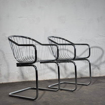 Set of 4 Cantilever Dining Chairs in the Style of Gastone Rinaldi