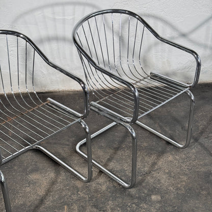 Set of 4 Cantilever Dining Chairs in the Style of Gastone Rinaldi