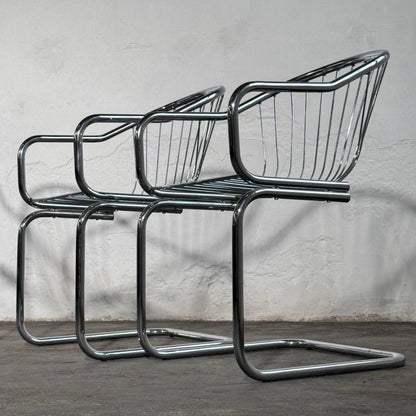 Set of 4 Cantilever Dining Chairs in the Style of Gastone Rinaldi