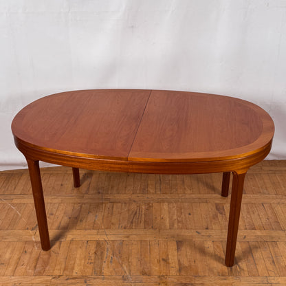 Vintage Nathan Oval Teak Dining Table with Butterfly Extension, 1970s — Mid-Century Modern