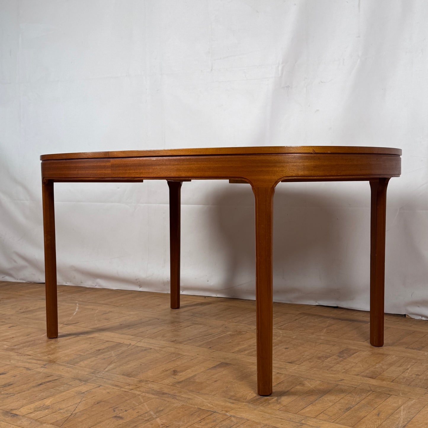 Vintage Nathan Oval Teak Dining Table with Butterfly Extension, 1970s — Mid-Century Modern