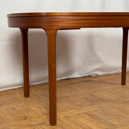 Vintage Nathan Oval Teak Dining Table with Butterfly Extension, 1970s — Mid-Century Modern