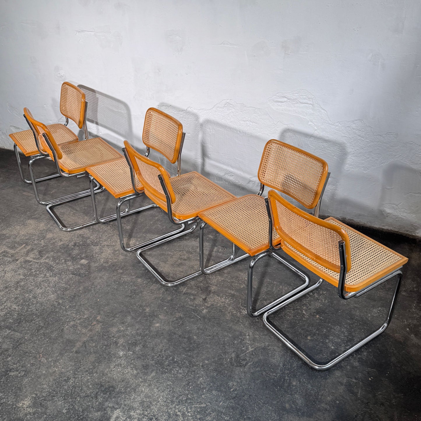 Set of 6 Italian Cesca Style Chairs, 1960s