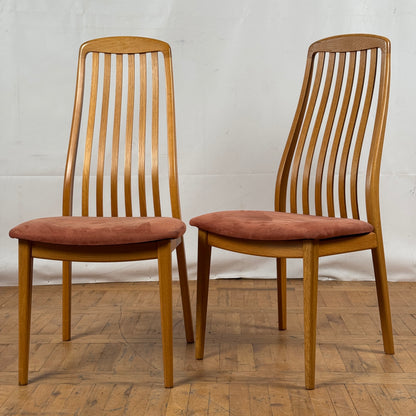 Set of 4 Danish Schou Andersen Teak Dining Chairs, 1970s — Upholstered Mid-Century Modern