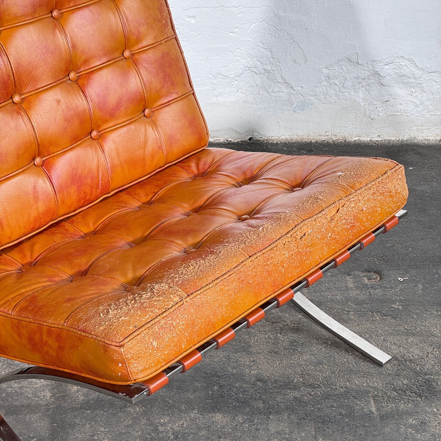 Barcelona Style Lounge Chair, Vintage Reproduction