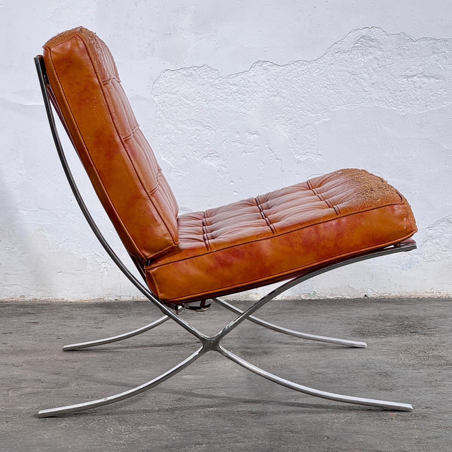 Barcelona Style Lounge Chair, Vintage Reproduction