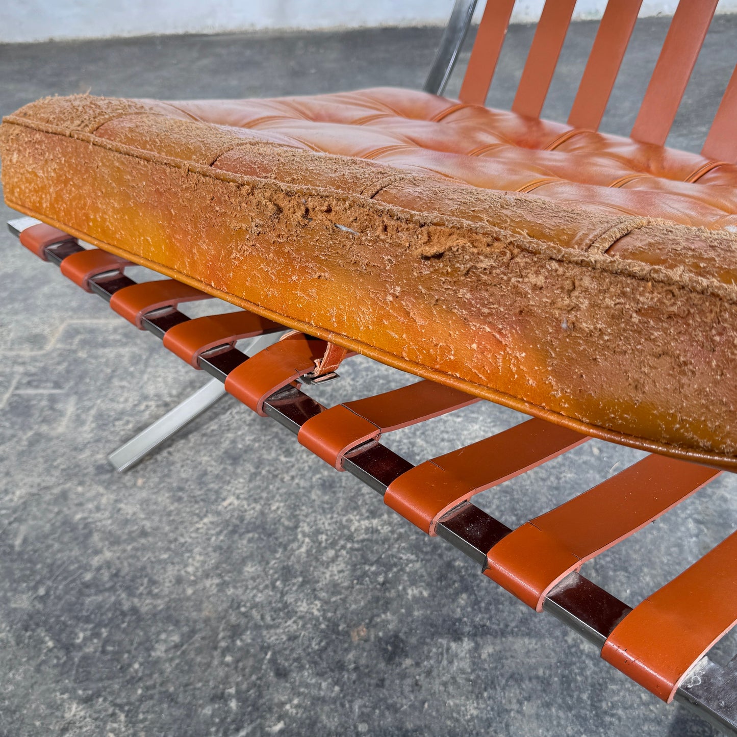 Barcelona Style Lounge Chair, Vintage Reproduction