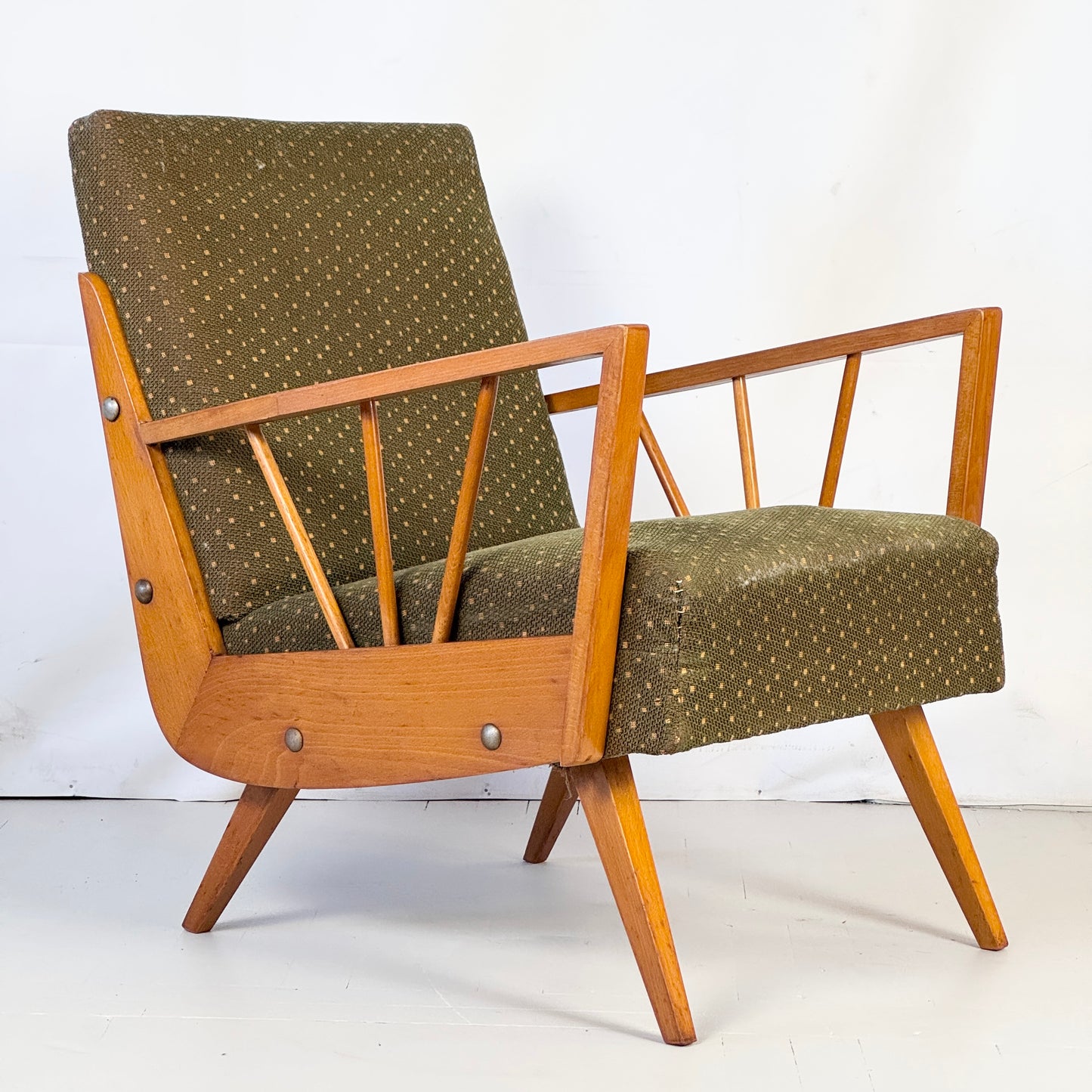 Retro Polish Spindle Armchair, 1960s — Original Vintage Condition