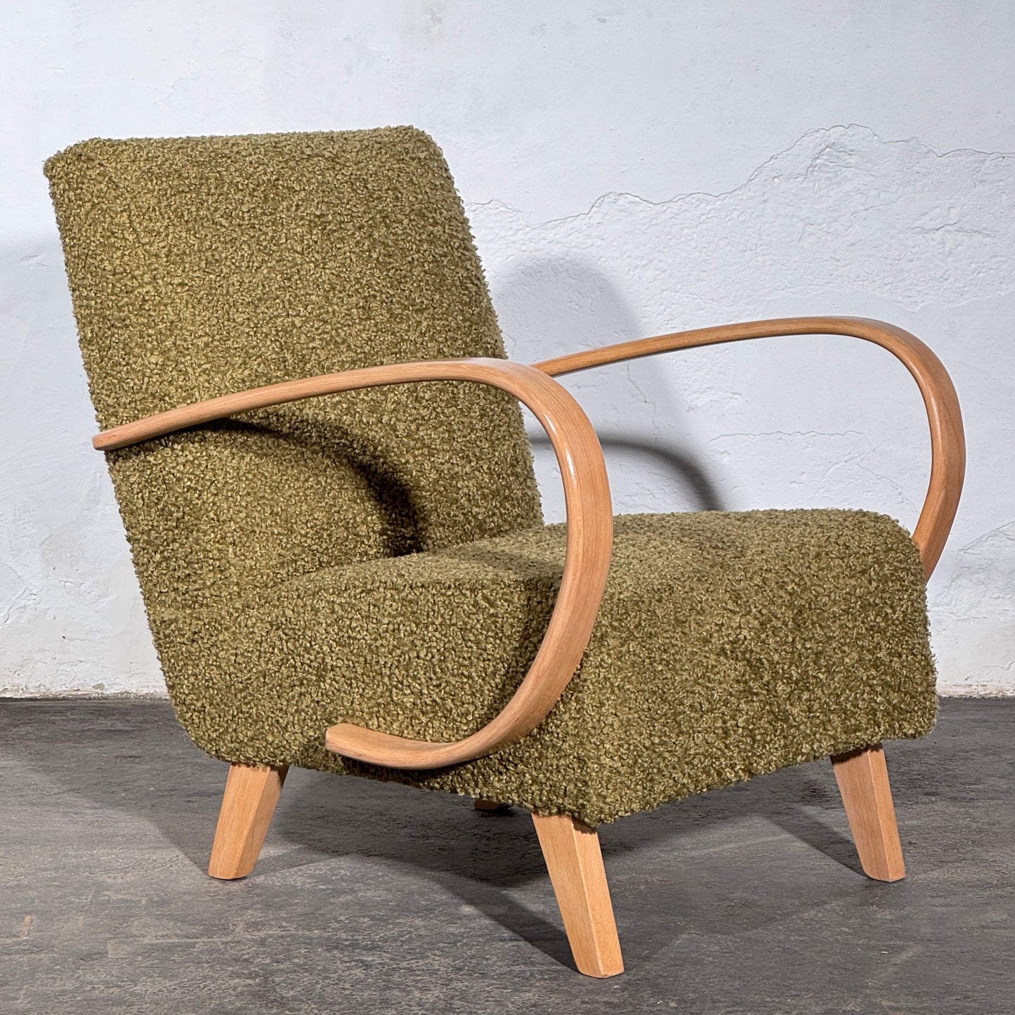 Pair of Jindrich Halabala Type C Armchairs, Fully Refurbished, 1930s