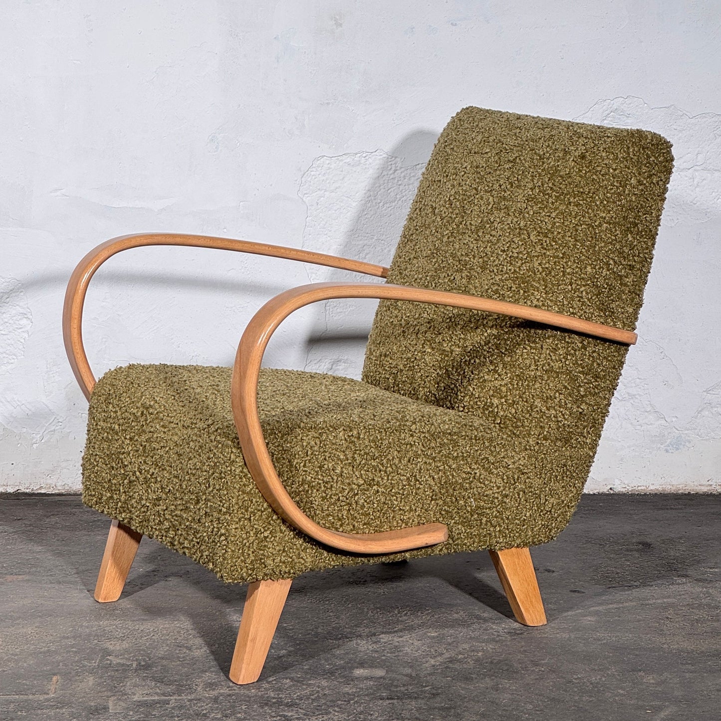 Pair of Jindrich Halabala Type C Armchairs, Fully Refurbished, 1930s