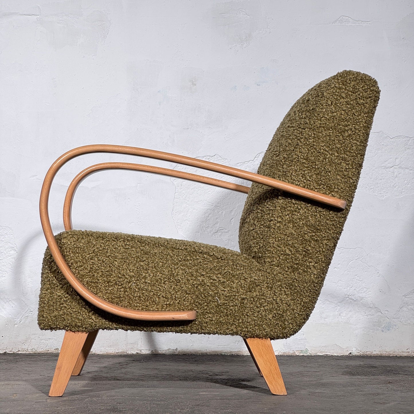 Pair of Jindrich Halabala Type C Armchairs, Fully Refurbished, 1930s