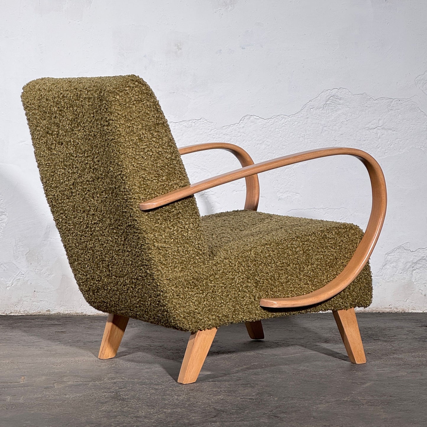 Pair of Jindrich Halabala Type C Armchairs, Fully Refurbished, 1930s