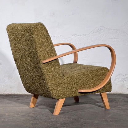 Pair of Jindrich Halabala Type C Armchairs, Fully Refurbished, 1930s