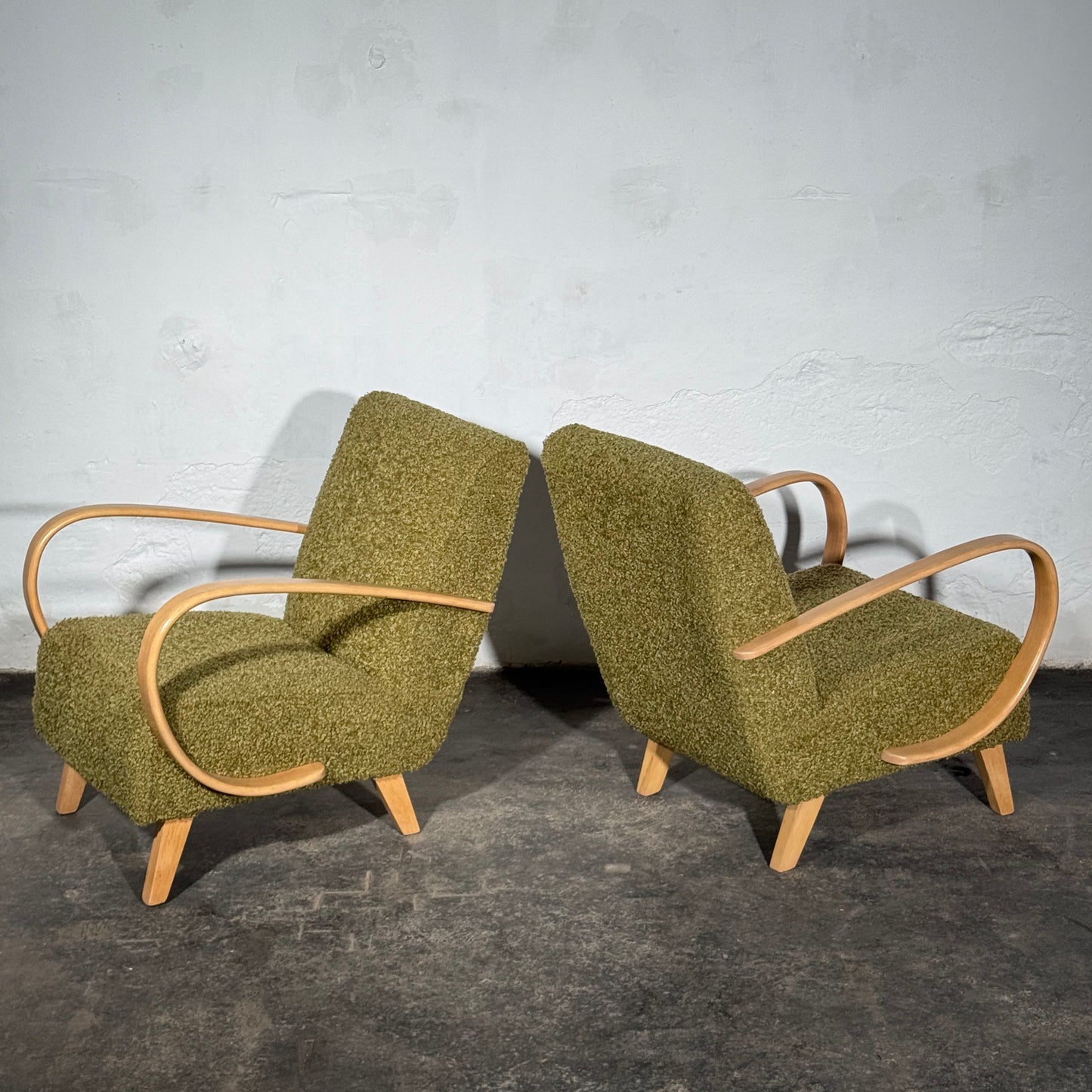 Pair of Jindrich Halabala Type C Armchairs, Fully Refurbished, 1930s